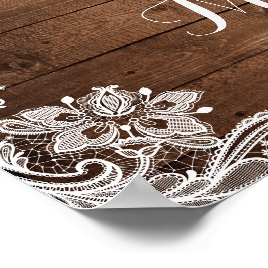 ひまわり素朴ひもがレースの結婚サイン ポスター (角)