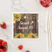 ひまわり素朴ひものライトウッドスウィート16 スタンダードカクテルナプキン (インサイチュ)