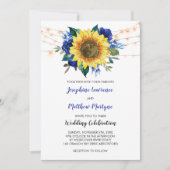 ひまわり素朴ひものライトブルーフローラズ結婚 招待状 (正面)