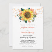 ひまわり素朴ひもひもライトピーチフローラ結婚ズ 招待状 (正面)