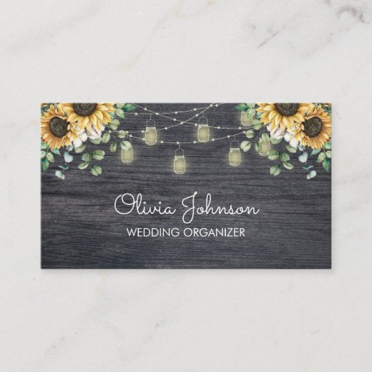 ひまわり素朴ひもひも薄木製 名刺 (正面)