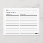 ひまわり素朴ひもブライダルシャワーレシピ ポストカード (裏面)