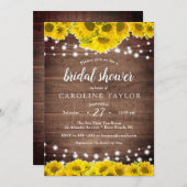 ひまわり素朴ひもライトウッドブライダルシャワー 招待状 (正面/裏面)