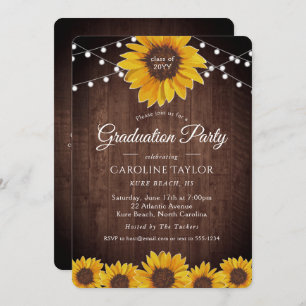 ひまわり素朴ひもライト卒業パーティー 招待状