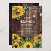 ひまわり素朴ひもライト16誕生日 招待状 (正面/裏面)
