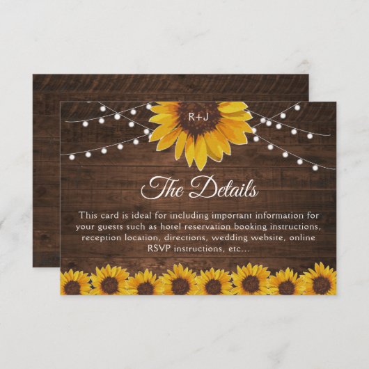 ひまわり素朴ひも結婚の詳細 エンクロージャーカード (正面/裏面)