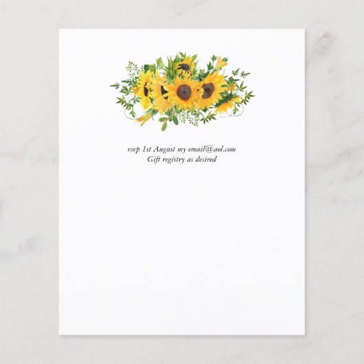 ひまわり素朴をテーマにした結婚文房具予算 (裏面)