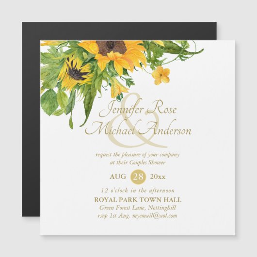 ひまわり素朴をテーマにした赤ちゃんシャワーアンパサンド (正面/裏面)