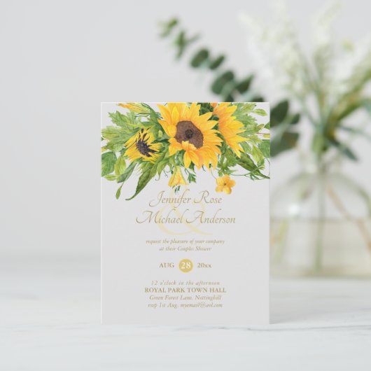ひまわり素朴をテーマにした赤ちゃんシャワーアンパサンド ポストカード (スタンド正面)