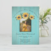 ひまわり素朴アクアウッド結婚ズブライダルシャワーI 招待状 (スタンド正面)