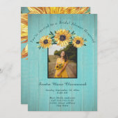 ひまわり素朴アクアウッド結婚ズブライダルシャワーI 招待状 (正面/裏面)
