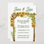 ひまわり素朴アーチ結婚式招待状 招待状 (正面/裏面)