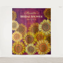 ひまわり素朴アートパープルブライダルシャワー背景