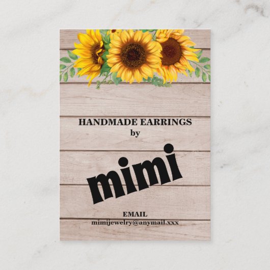 ひまわり素朴イヤリング表示名刺 名刺 (裏面)