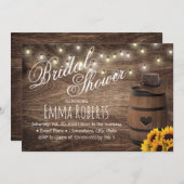 ひまわり素朴ウェスタン女性のカーボーイブライダルシャワー 招待状 (正面/裏面)