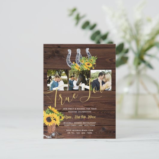 ひまわり素朴ウェスタン納車馬蹄形写真 ポストカード (スタンド正面)