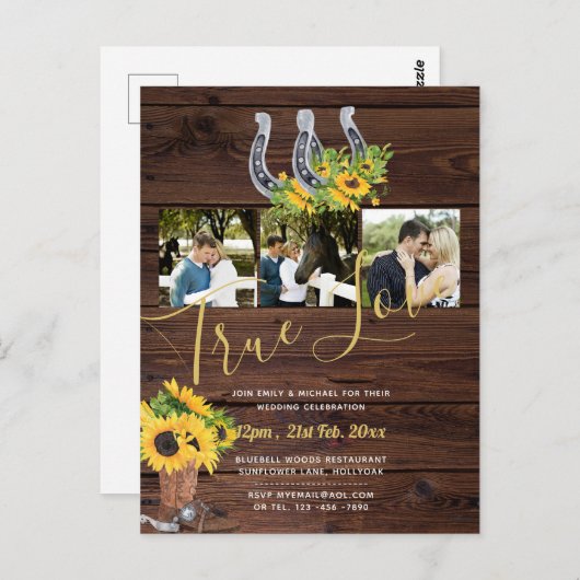 ひまわり素朴ウェスタン納車馬蹄形写真 ポストカード (正面/裏面)