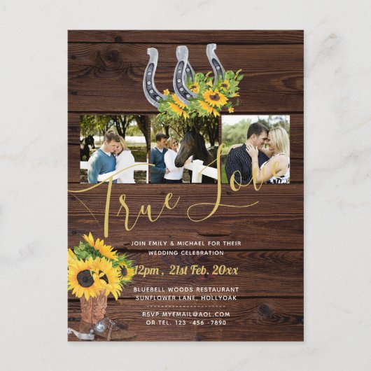 ひまわり素朴ウェスタン納車馬蹄形写真 ポストカード (正面)