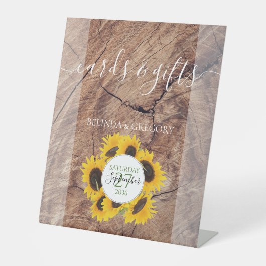 ひまわり素朴ウエディングカード&ギフト 台座サイン (正面)