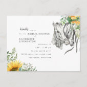 ひまわり素朴ウズヌズリングブライダルシャワー インビテーションポストカード (正面)