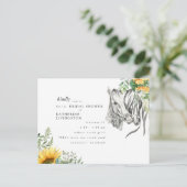 ひまわり素朴ウズヌズリングブライダルシャワー インビテーションポストカード (スタンド正面)