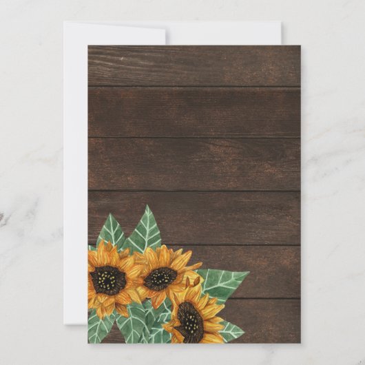 ひまわり素朴ウッドウォーターカラーキンセアニア 招待状 (裏面)