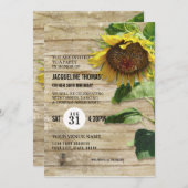 ひまわり素朴ウッドビーハイブバースデーパーティー 招待状 (正面/裏面)