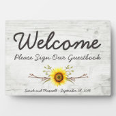 ひまわり素朴ウッドファームウェルカムゲストブックサイン フォトプラーク (正面)