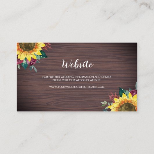 ひまわり素朴ウッドフローラの結婚Webサイトカード 名刺 (正面)