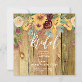 ひまわり素朴ウッドフローラブライダルシャワー 招待状 (正面)