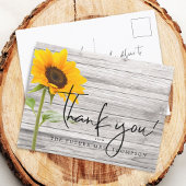 ひまわり素朴ウッドブライダルシャワーありがとう ポストカード