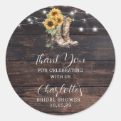 ひまわり素朴ウッドブライダルシャワーありがとう ラウンドシール (正面)