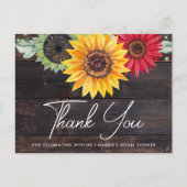 ひまわり素朴ウッドブライダルシャワーサンキューカード ポストカード (正面)