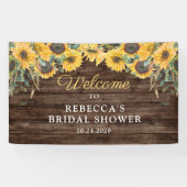 ひまわり素朴ウッドブライダルシャワーバナー 横断幕 (横)