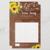 ひまわり素朴ウッドブライダルシャワーラブソングゲーム (正面/裏面)