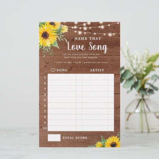 ひまわり素朴ウッドブライダルシャワーラブソングゲーム (スタンド正面)