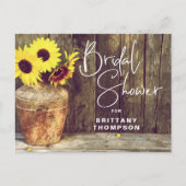 ひまわり素朴ウッドブライダルシャワー インビテーションポストカード (正面)