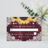 ひまわり素朴ウッドブルゴーニュ結婚ーズ 出欠カード (スタンド正面)