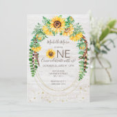 ひまわり素朴ウッドライトファースト誕生日 招待状 (スタンド正面)