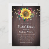 ひまわり素朴ウッドライトフローラブライダルシャワー 招待状 (正面)