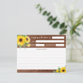 ひまわり素朴ウッドレシピカード エンクロージャーカード (スタンド正面)