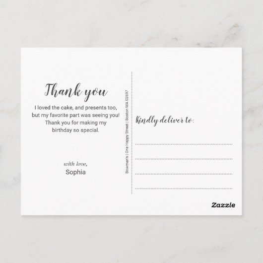 ひまわり素朴ウッド誕生日ありがとう ポストカード (裏面)