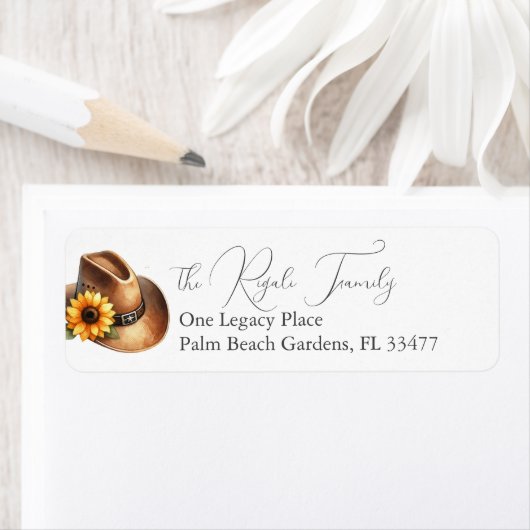 ひまわり素朴カウボーイハット差出人住所 ラベル (インサイチュ)