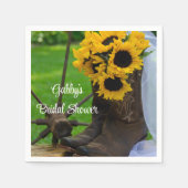 ひまわり素朴カウボーイブーツウェスタンブライダルシャワー スタンダードカクテルナプキン (正面)
