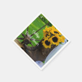 ひまわり素朴カウボーイブーツウェスタンブライダルシャワー スタンダードカクテルナプキン (角)