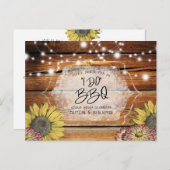 ひまわり素朴カップルI do BBQブライダルシャワー インビテーションポストカード (正面/裏面)