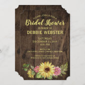 ひまわり素朴カントリーウェディングブライダルシャワー 招待状 (正面/裏面)