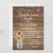 ひまわり素朴カントリーウッド納屋周囲の庭メイスンジャー 招待状 (正面)