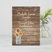 ひまわり素朴カントリーウッド納屋周囲の庭メイスンジャー 招待状 (スタンド正面)