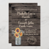 ひまわり素朴カントリーウッド納屋周囲の庭ヴィンテージ 招待状 (正面/裏面)